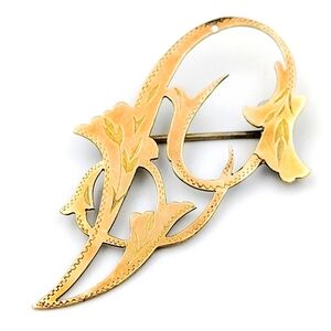 Vintage Etched Calla Lilly Brooch